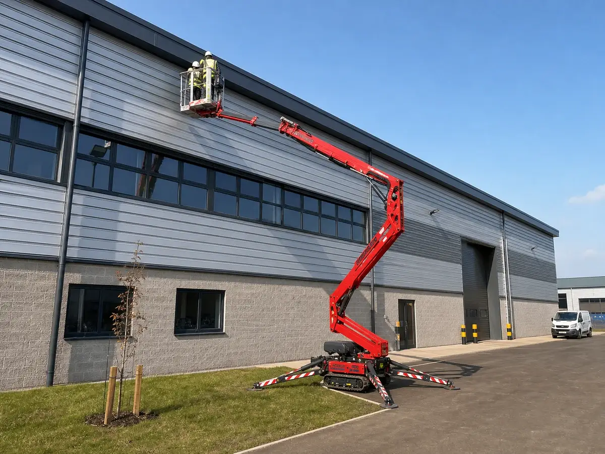 Spider lift giving high-level access to a large industrial warehouse unit